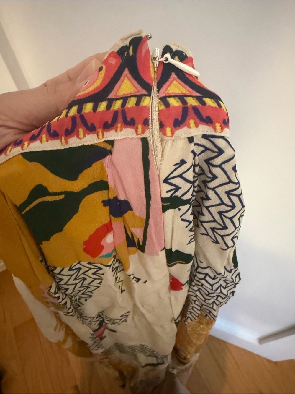 Colorful Maxi Skirt with Mustard & Pink Floral Accent - Picture 5 of 5